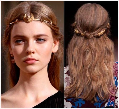 Peinado griego con cabello suelto
