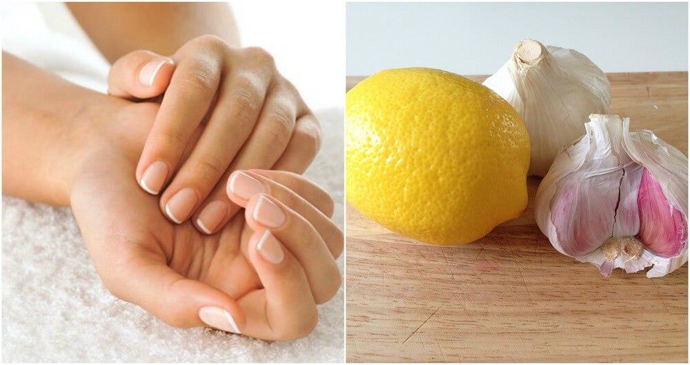 limón, ajo y manos en una imagen. 