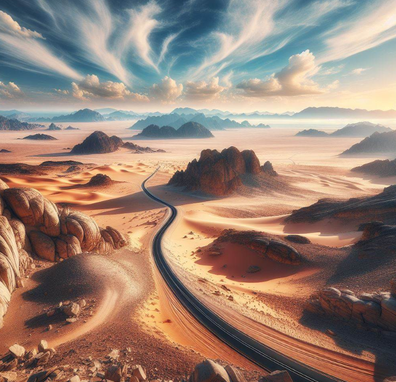 Desierto con una carretera. 