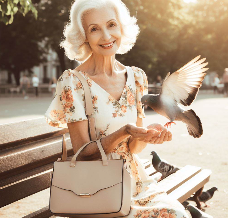 Abuela con bolso de mano