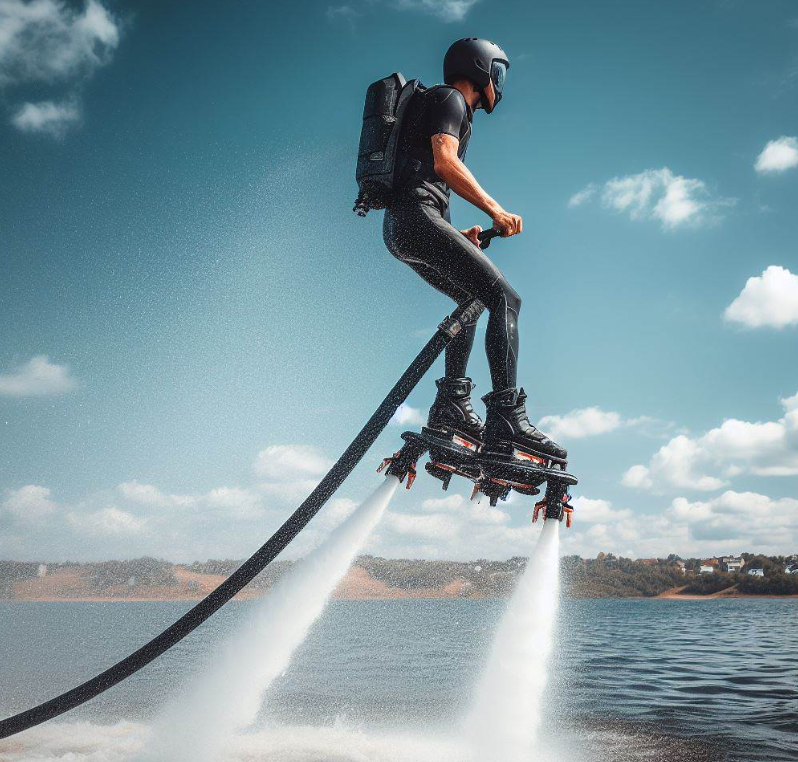 Hombre practicando fly board