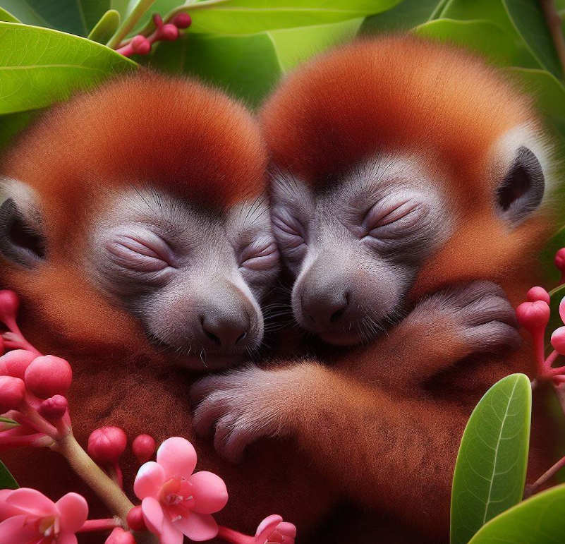 Pareja de lémures rojos gemelos ha nacido