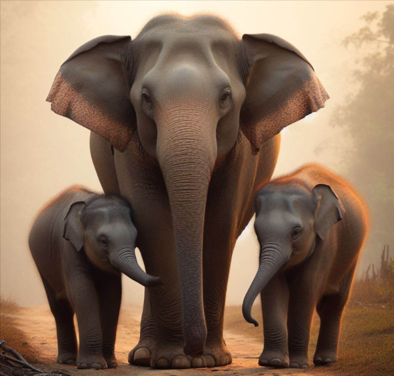 Elefante da a luz a gemelos hembra y macho
