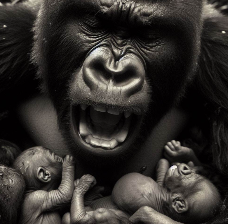 Mama gorila da a luz a gemelos