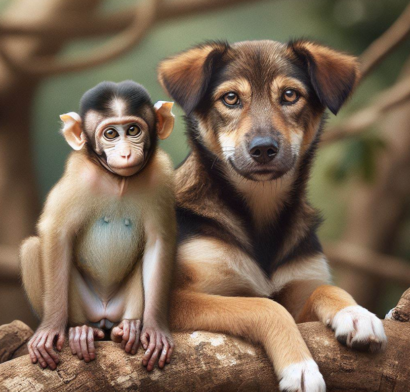 Perro y un mono