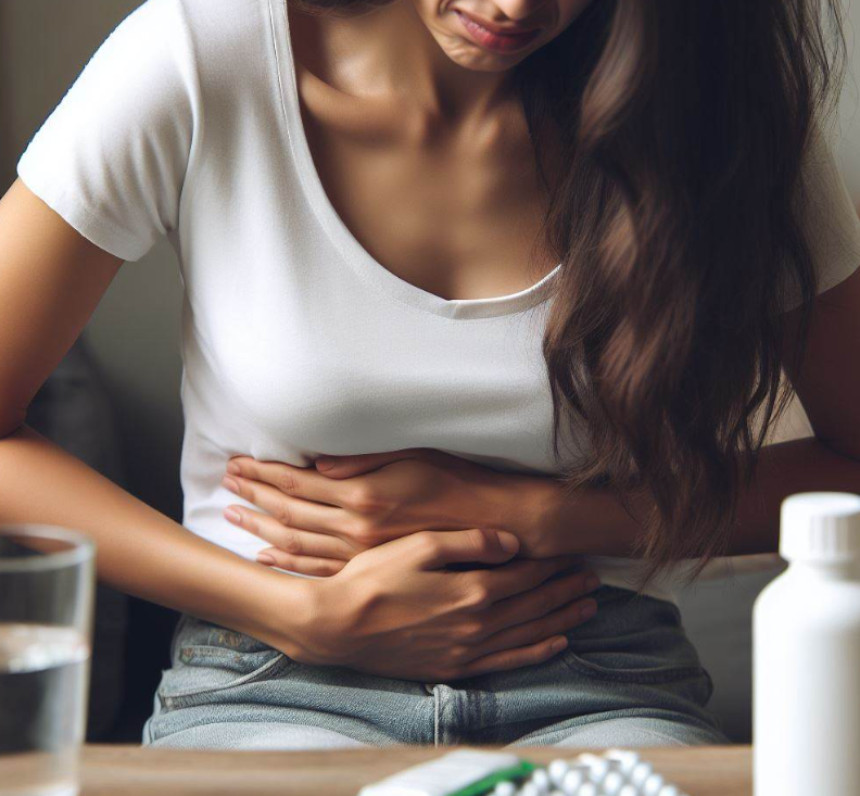 Mujer con problemas estomacales