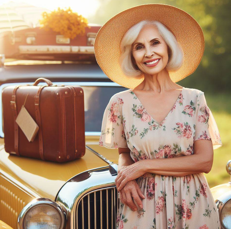 Abuela en un auto